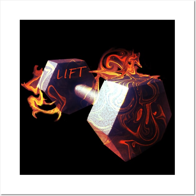 Dumbbell with Flames Wall Art by Kenen's Designs